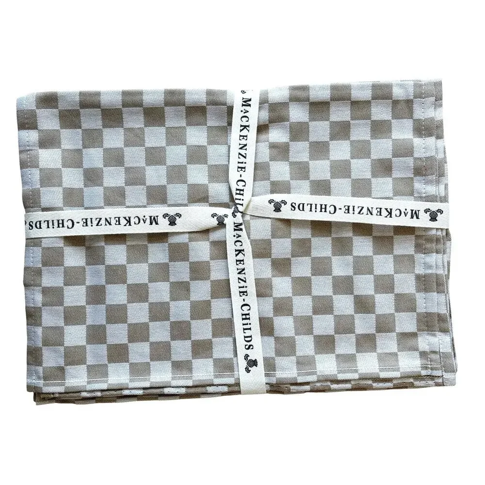 MacKenzie-Childs Flax Check Placemats 13x18 Set of 4 Chic Cotton Kitchen NEW